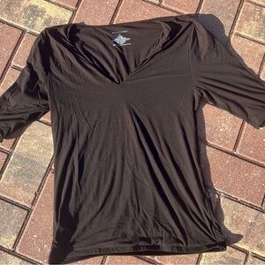 White House Black Market Black Fitted Short Sleeve Tee